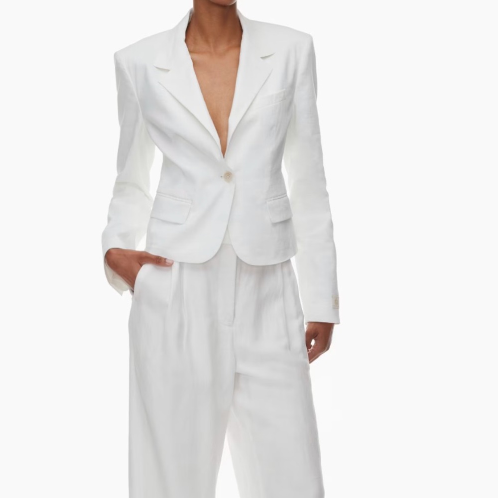 NWT Aritzia Babaton color White Mastery Linen Blazer - Picture 8 of 8